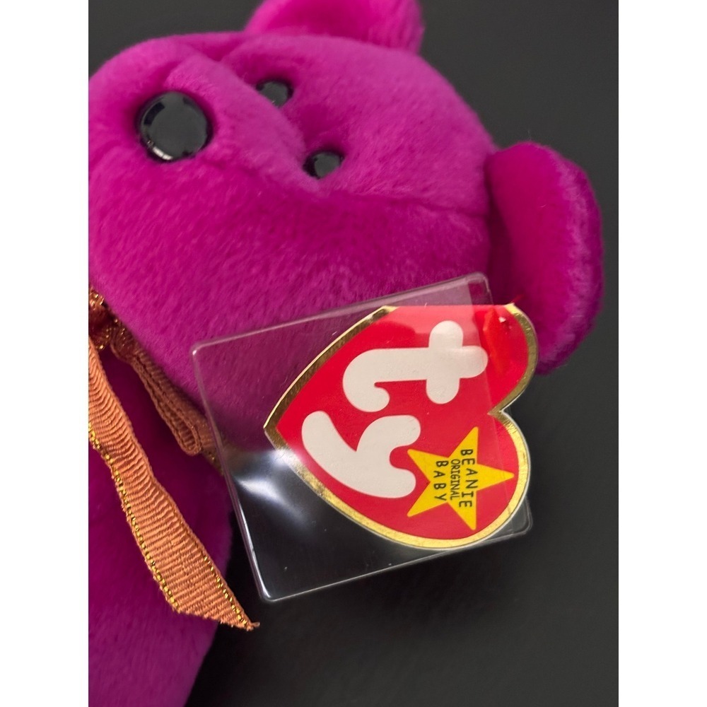 Ty Beanie Baby Millennium Bear Fuchsia Pink 2000 Earth Logo Plush 1999 Tag - Picture 2 of 5